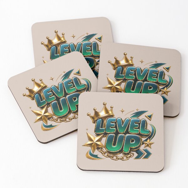 Item preview,  Level Up - Gold Crown and 3D Gaming Typography designed and sold by TatyanaArt.