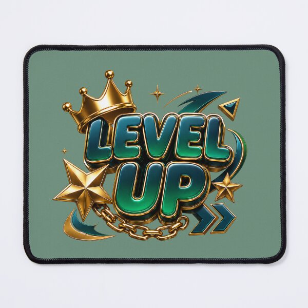 Item preview, Level Up - Gold Crown and 3D Gaming Typography designed and sold by TatyanaArt.