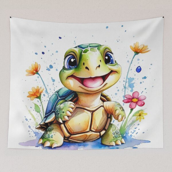 Item preview, Happy Little Turtle in the Flowers Watercolor designed and sold by J-CCreations.
