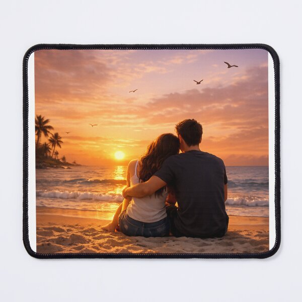Item preview, Romantic Young Couple Watching Sunset on the Beach – Peaceful Evening Love Scene designed and sold by Prince Tripathi .