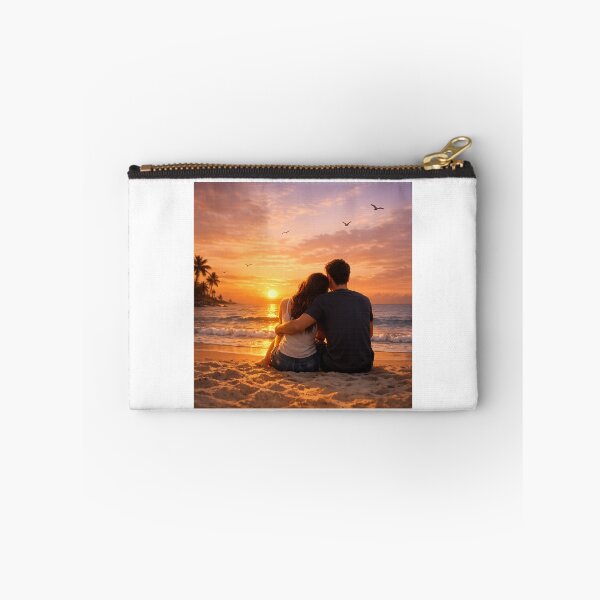 Item preview, Romantic Young Couple Watching Sunset on the Beach – Peaceful Evening Love Scene designed and sold by Prince Tripathi .