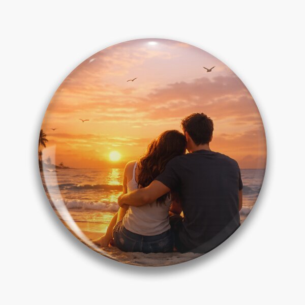 Item preview, Romantic Young Couple Watching Sunset on the Beach – Peaceful Evening Love Scene designed and sold by Prince Tripathi .