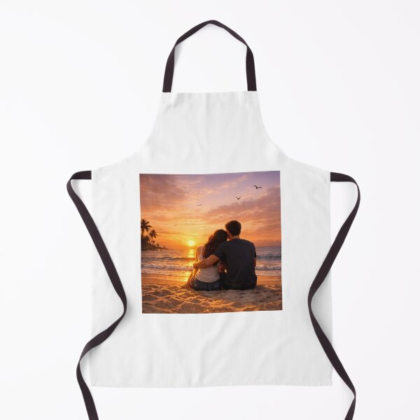Item preview, Romantic Young Couple Watching Sunset on the Beach – Peaceful Evening Love Scene designed and sold by Prince Tripathi .