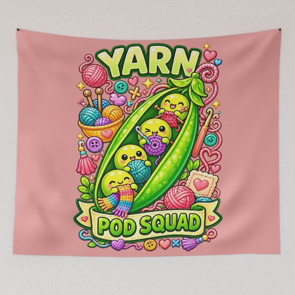 Item preview, Yarn Pod Squad - Cute Kawaii Knitting & Crochet Peas designed and sold by Human Error Goods.