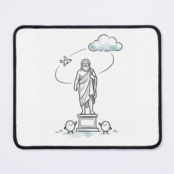 Item preview, Greek Mythology Art Print: Zeus Statue with Funny Egg Robot Fans and Airplane designed and sold by LenNo9881.