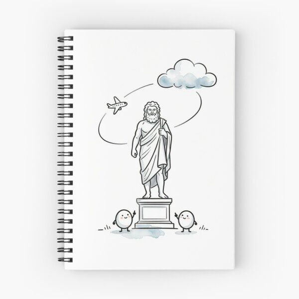 Item preview, Greek Mythology Art Print: Zeus Statue with Funny Egg Robot Fans and Airplane designed and sold by LenNo9881.