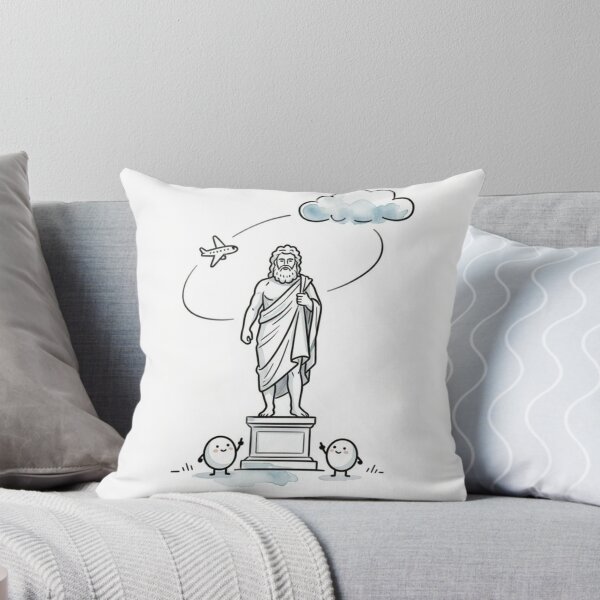 Item preview, Greek Mythology Art Print: Zeus Statue with Funny Egg Robot Fans and Airplane designed and sold by LenNo9881.