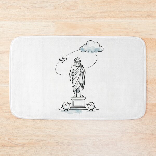 Item preview, Greek Mythology Art Print: Zeus Statue with Funny Egg Robot Fans and Airplane designed and sold by LenNo9881.