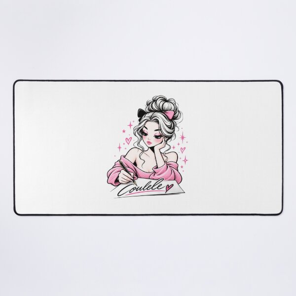 Item preview, Flirty Aesthetic Girl Writing with Pink Bow designed and sold by LC&LCPlatform.
