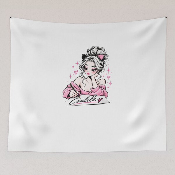 Item preview, Flirty Aesthetic Girl Writing with Pink Bow  designed and sold by LC&LCPlatform.