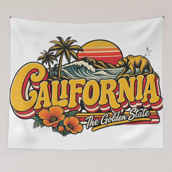 Item preview, California Golden State Vintage Surf Bear Retro Graphic Tee designed and sold by TM DESIGNS AND MORE.