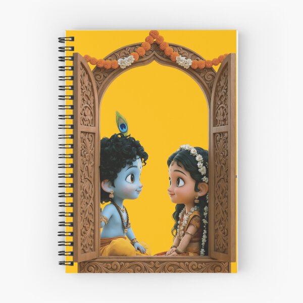 Item preview, Cute Little Radha Krishna Wooden Window Frame Art - Janmashtami Divine Love Graphic designed and sold by Aedition.