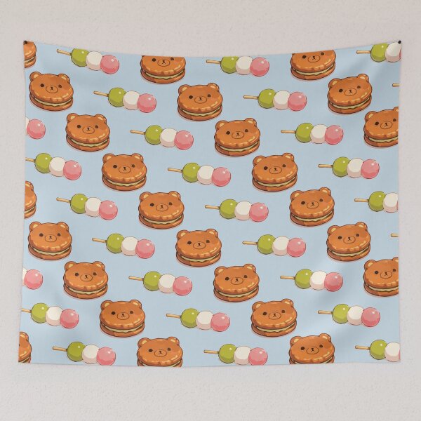 Item preview, Cute Bear Sweets and Dango Japanese Food Pattern 1 designed and sold by SimplePoDesign.