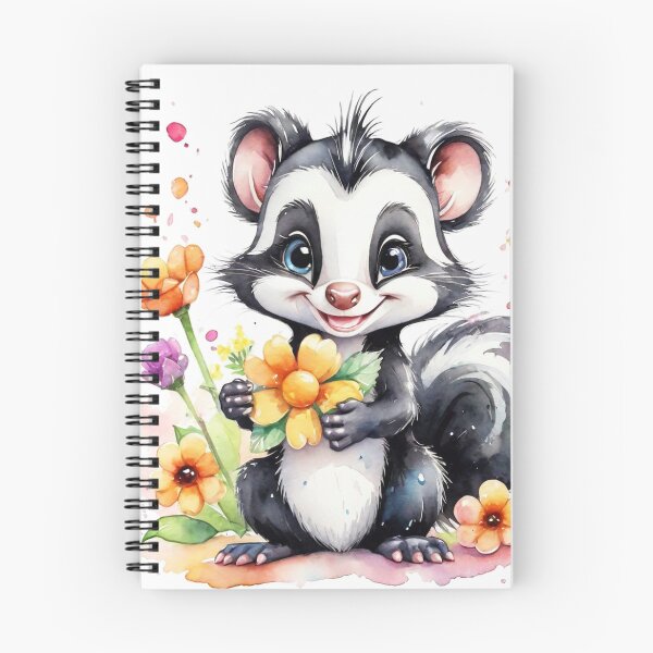 Item preview, Sweet Little Skunk with Colorful Flowers Watercolor designed and sold by J-CCreations.