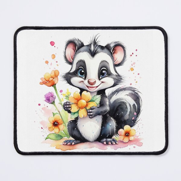 Item preview, Sweet Little Skunk with Colorful Flowers Watercolor designed and sold by J-CCreations.