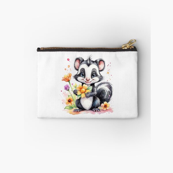 Item preview, Sweet Little Skunk with Colorful Flowers Watercolor designed and sold by J-CCreations.