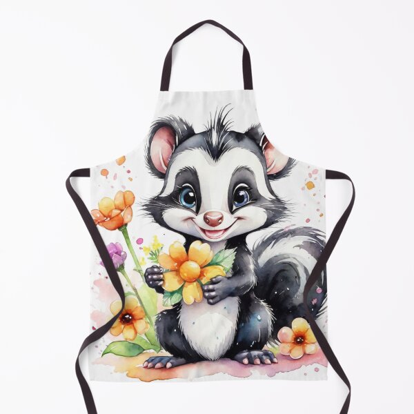 Item preview, Sweet Little Skunk with Colorful Flowers Watercolor designed and sold by J-CCreations.