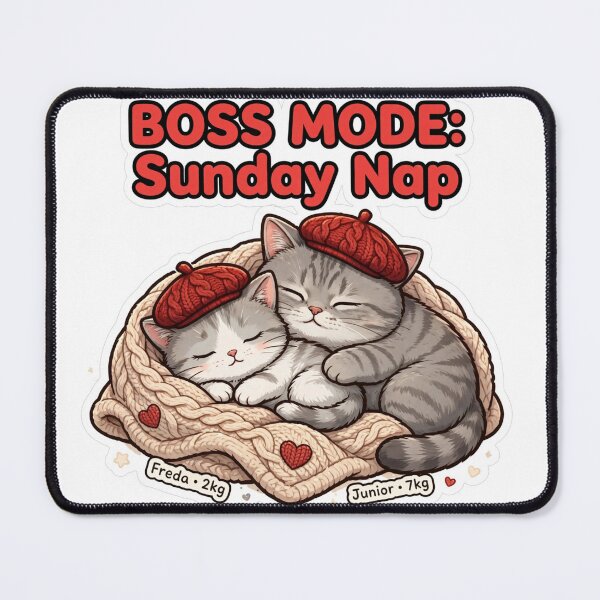 Item preview, Boss Mode: Sunday Nap - Cuddling Cats Freda and Junior designed and sold by MAISON SYLVIE.