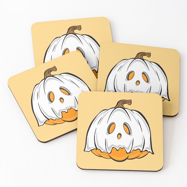 Item preview, Orange Pumpkin Ghost with yellow background  designed and sold by missmann.