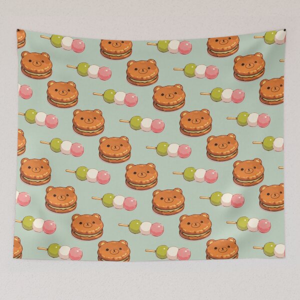 Item preview, Cute Bear Sweets and Dango Japanese Food Pattern 3 designed and sold by SimplePoDesign.