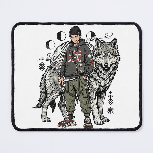 Item preview, Japanese Streetwear Wolf Guardian – Urban Wolf Anime Warrior Graphic designed and sold by cannsuh.