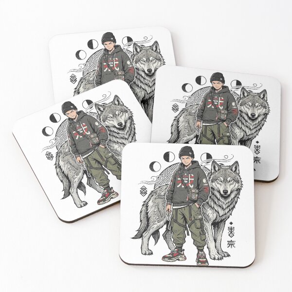 Item preview, Japanese Streetwear Wolf Guardian – Urban Wolf Anime Warrior Graphic designed and sold by cannsuh.