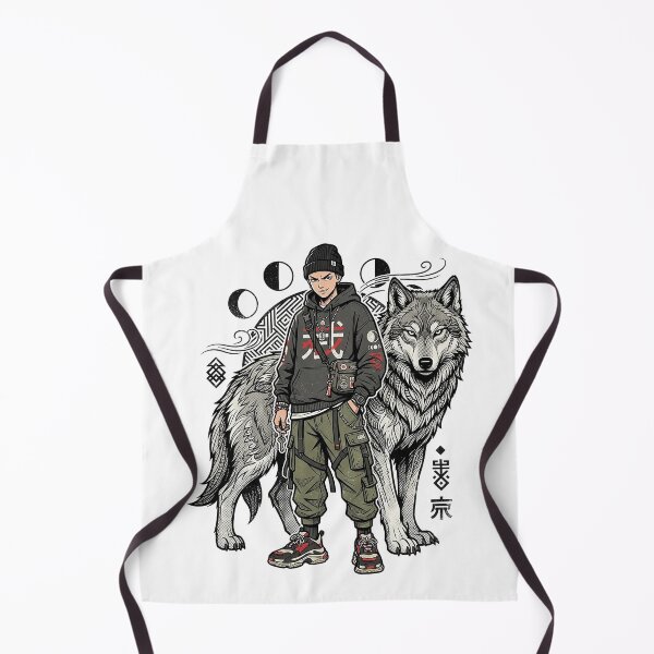 Item preview, Japanese Streetwear Wolf Guardian – Urban Wolf Anime Warrior Graphic designed and sold by cannsuh.