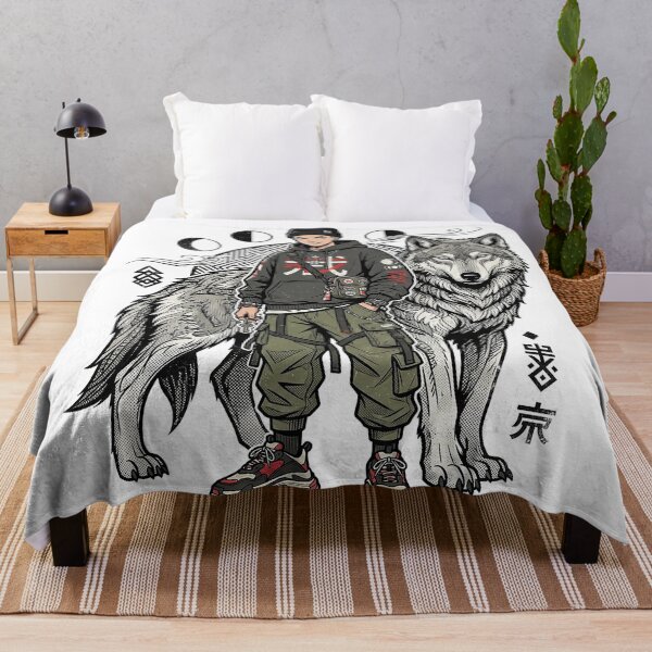 Item preview, Japanese Streetwear Wolf Guardian – Urban Wolf Anime Warrior Graphic designed and sold by cannsuh.