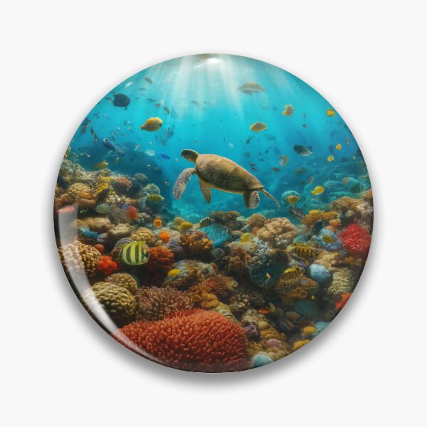 Item preview, Colorful Coral Reef with Sea Turtle Underwater Ocean Scene designed and sold by NarjaShop.