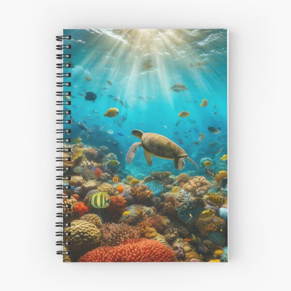 Item preview, Colorful Coral Reef with Sea Turtle Underwater Ocean Scene designed and sold by NarjaShop.