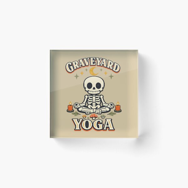 Item preview, Graveyard Yoga Skeleton Seated Yoga Halloween Spooky Wellness Design designed and sold by  MAD's Recreation Studio.