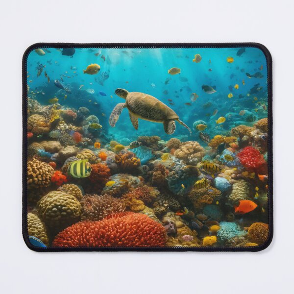 Item preview, Colorful Coral Reef with Sea Turtle Underwater Ocean Scene designed and sold by NarjaShop.