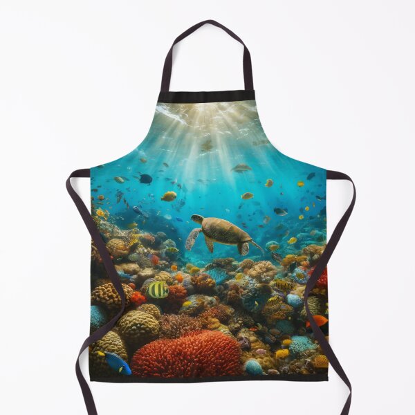 Item preview, Colorful Coral Reef with Sea Turtle Underwater Ocean Scene designed and sold by NarjaShop.