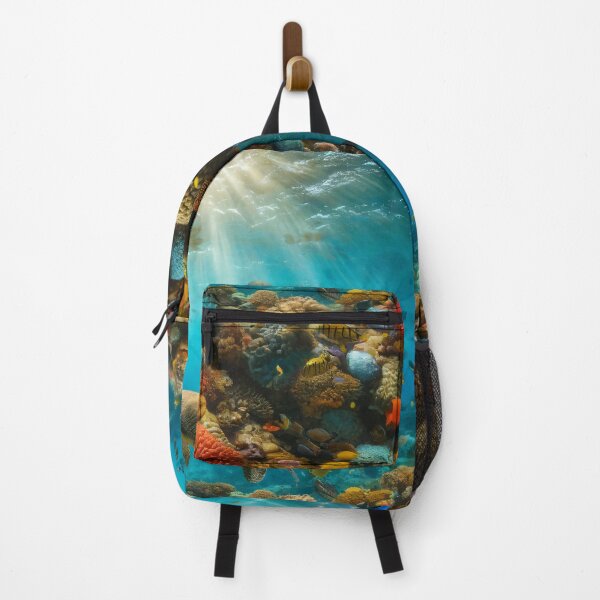 Item preview, Colorful Coral Reef with Sea Turtle Underwater Ocean Scene designed and sold by NarjaShop.