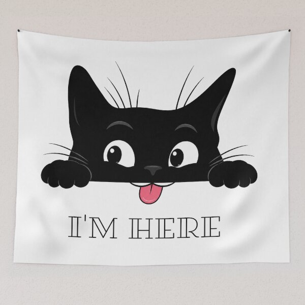 Item preview, Funny Peeking Black Cat Cartoon designed and sold by GRFORA.