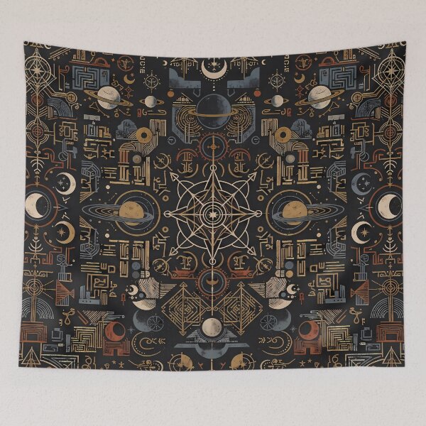 Item preview, 2 Cosmic Sacred Geometry Dark Celestial Astrology Pattern designed and sold by ART ATTACK ZONE.