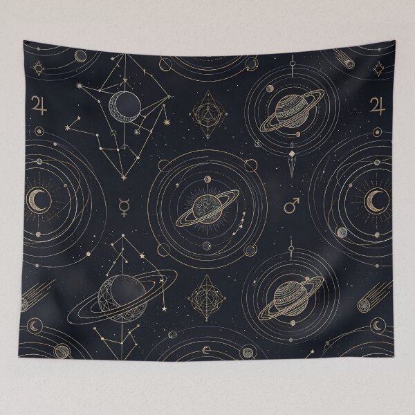 Item preview, 5 Cosmic Sacred Geometry Dark Celestial Astrology Pattern designed and sold by ART ATTACK ZONE.