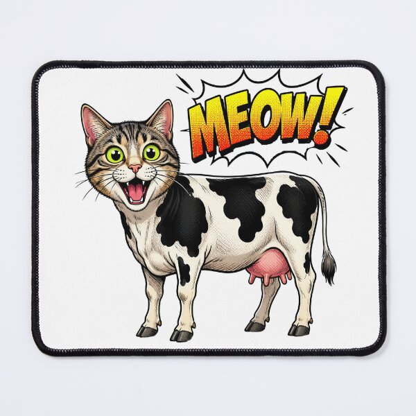 Item preview, KITTY COW DESIGN humorous and surreal - basically a cat-cow mashup drawn like a comic illustration. designed and sold by CHRIS CRAY.