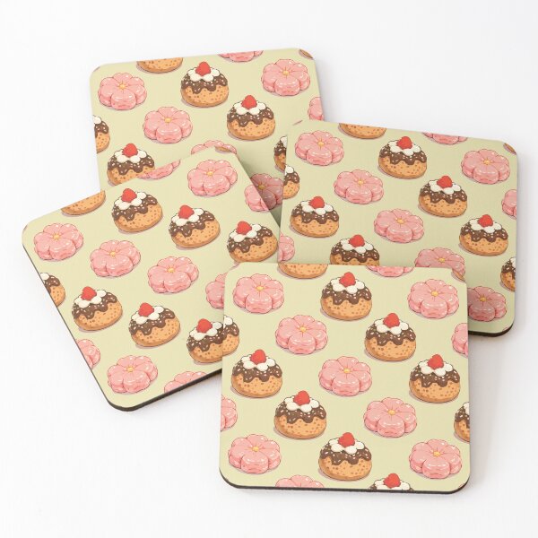 Item preview, Cute Strawberry Donut and Sakura Mochi Dessert Pattern 2 designed and sold by SimplePoDesign.