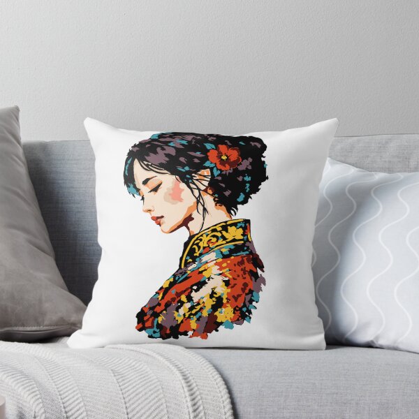 Item preview, Painted Lotus – Colorful Japanese Woman Portrait designed and sold by www.NeveReady.Art.