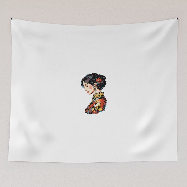 Item preview, Painted Lotus – Colorful Japanese Woman Portrait designed and sold by www.NeveReady.Art.