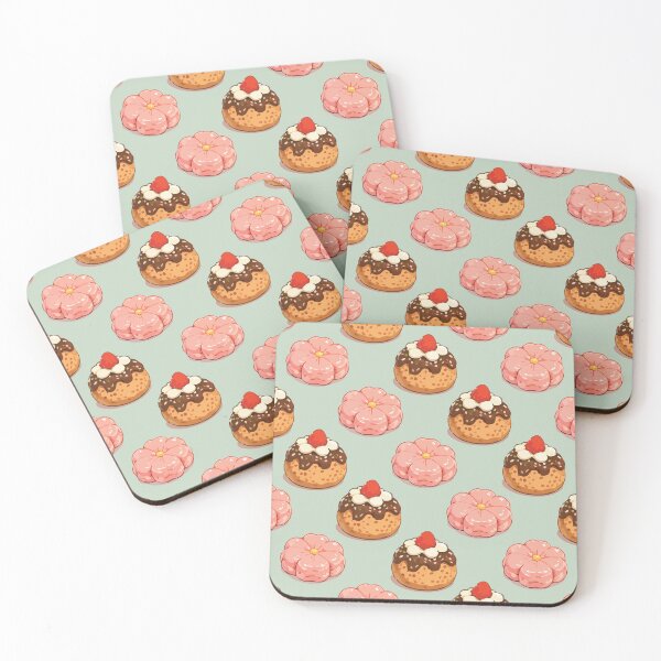 Item preview, Cute Strawberry Donut and Sakura Mochi Dessert Pattern 3 designed and sold by SimplePoDesign.