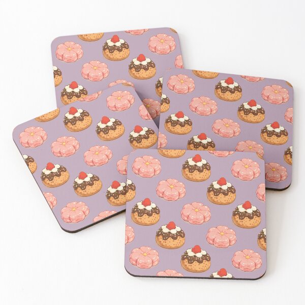 Item preview, Cute Strawberry Donut and Sakura Mochi Dessert Pattern 5 designed and sold by SimplePoDesign.