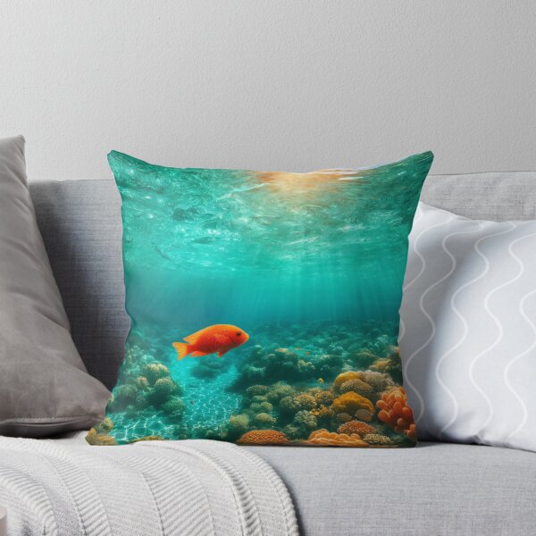 Item preview, Tropical Coral Reef with Orange Fish in Turquoise Ocean designed and sold by NarjaShop.