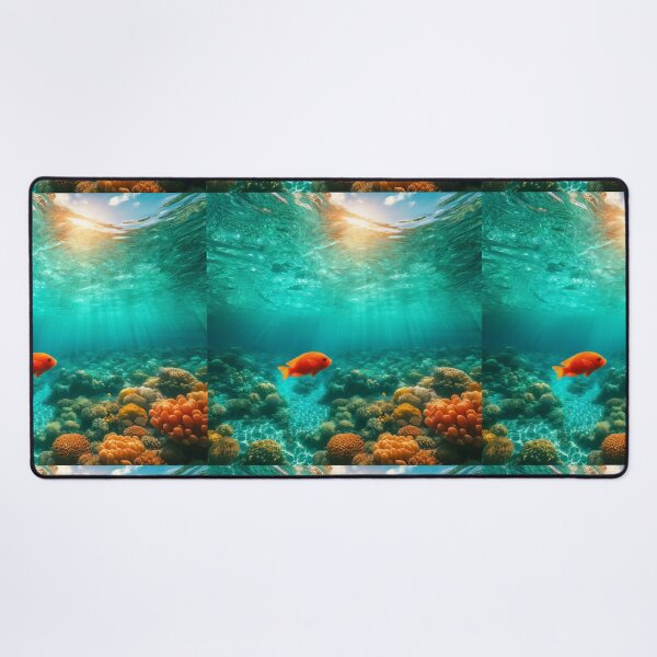 Item preview, Tropical Coral Reef with Orange Fish in Turquoise Ocean designed and sold by NarjaShop.