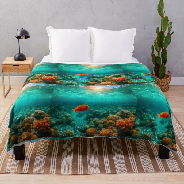 Item preview, Tropical Coral Reef with Orange Fish in Turquoise Ocean designed and sold by NarjaShop.