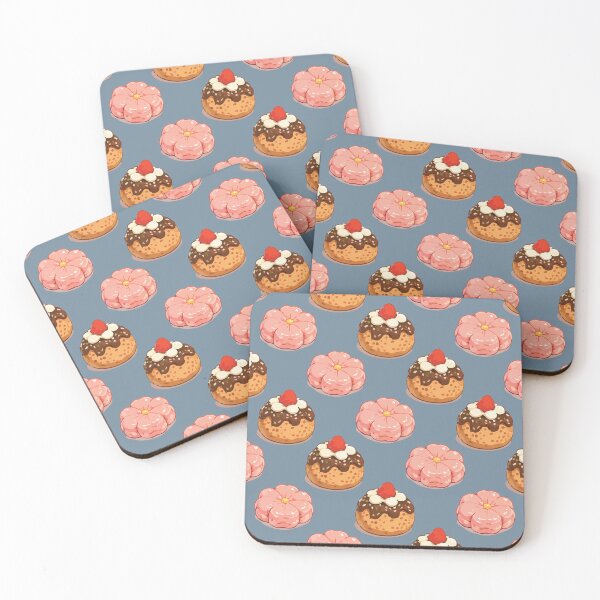 Item preview, Cute Strawberry Donut and Sakura Mochi Dessert Pattern 6 designed and sold by SimplePoDesign.