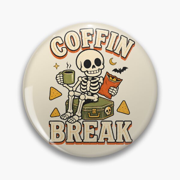 Item preview, Coffin Break Skeleton Coffee Chips Funny Halloween Office Humor T-Shirt designed and sold by  MAD's Recreation Studio.
