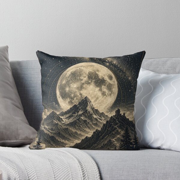 Item preview, Moon Over the Mountains – Celestial Vintage Landscape designed and sold by ChicClicker.