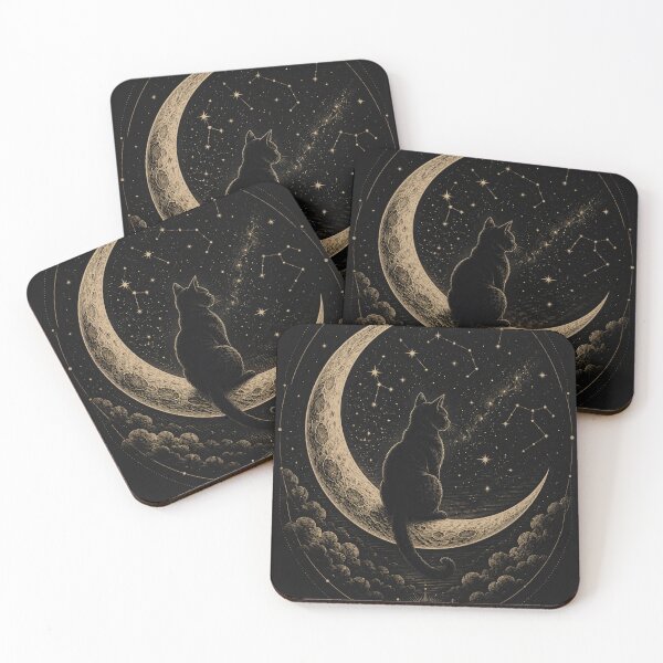 Item preview, Black Cat on the Crescent Moon – Celestial Night designed and sold by ChicClicker.